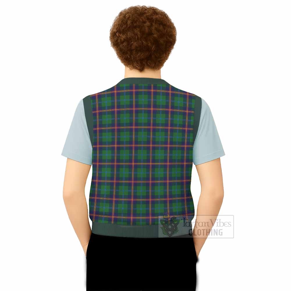 Young Tartan Knitted V-Neck Vest with Family Crest - Tartan Vibes Clothing