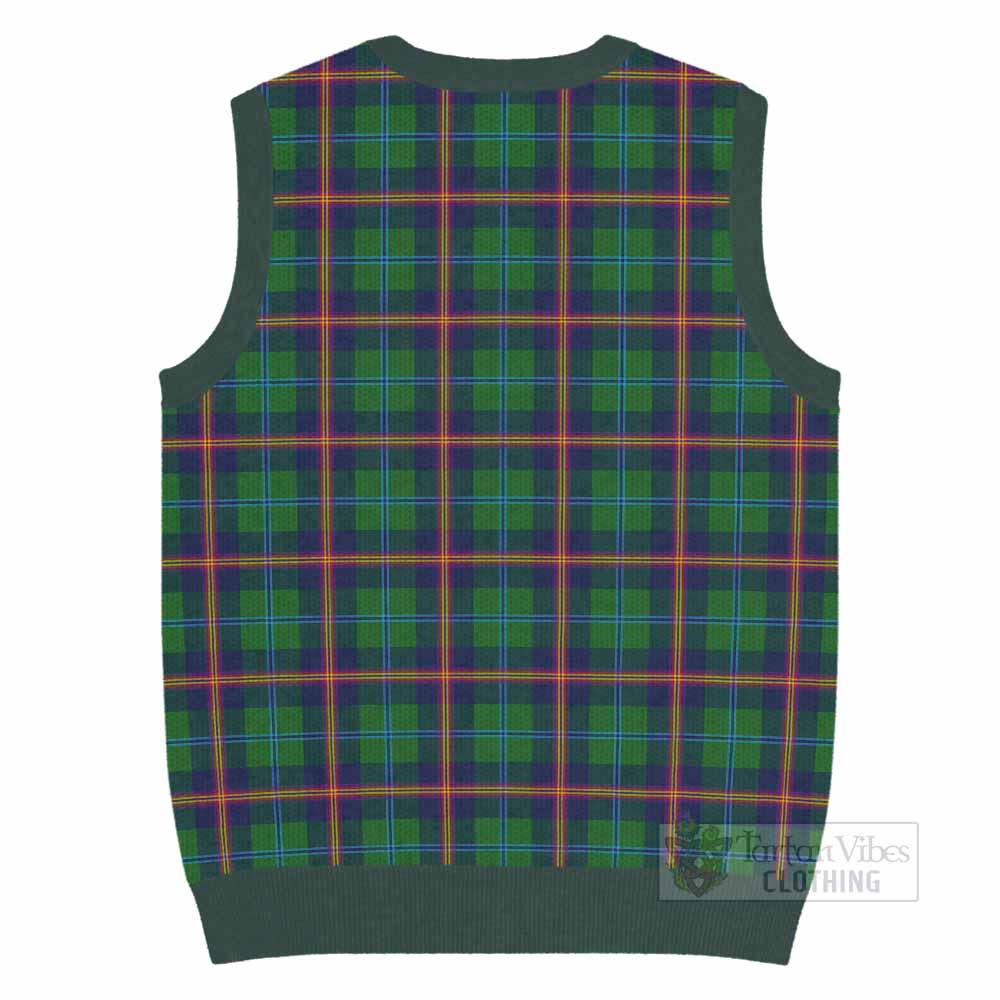 Young Tartan Knitted V-Neck Vest with Family Crest - Tartan Vibes Clothing
