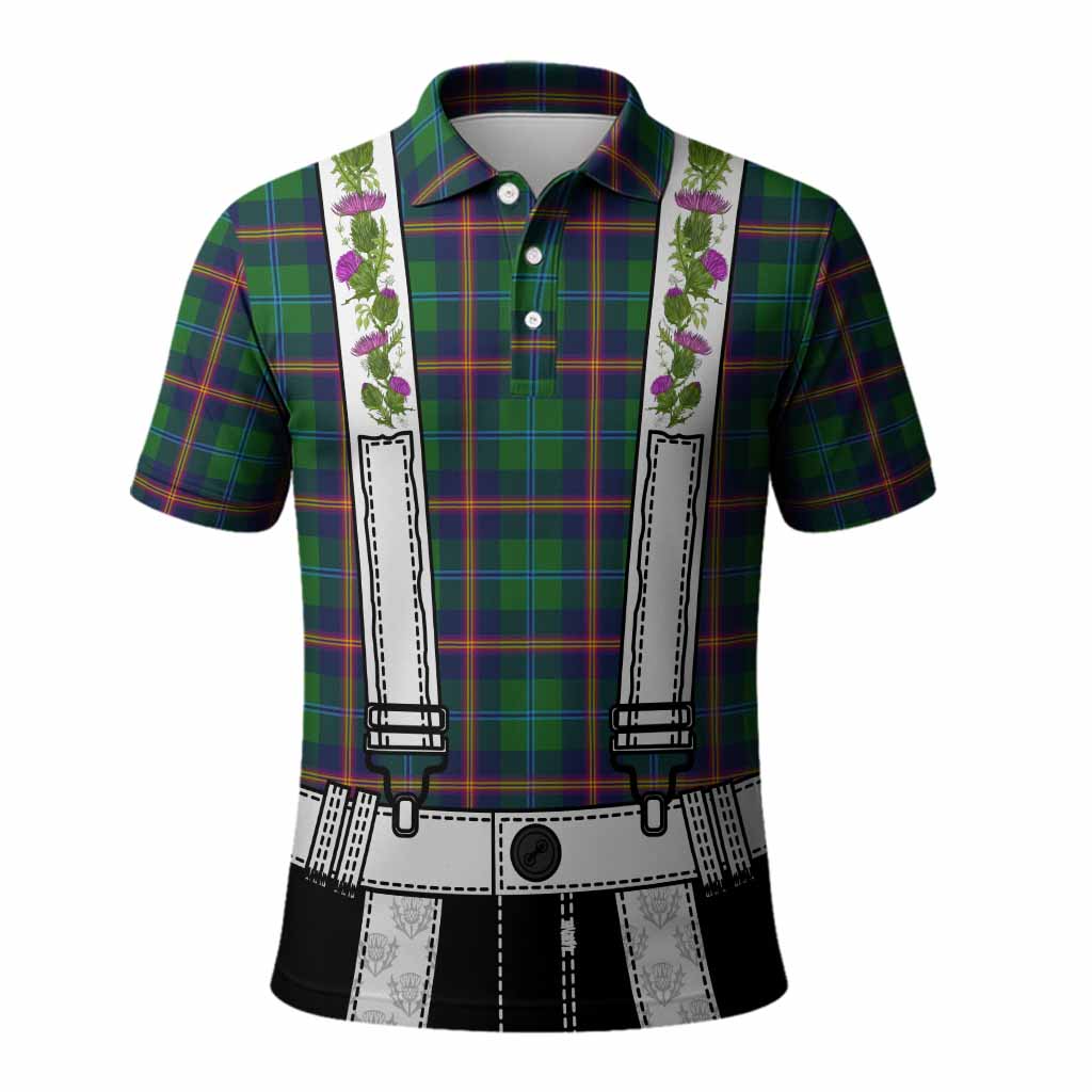 Young Tartan Lederhosen Costume Polo Shirt Scotland Thistle Floral