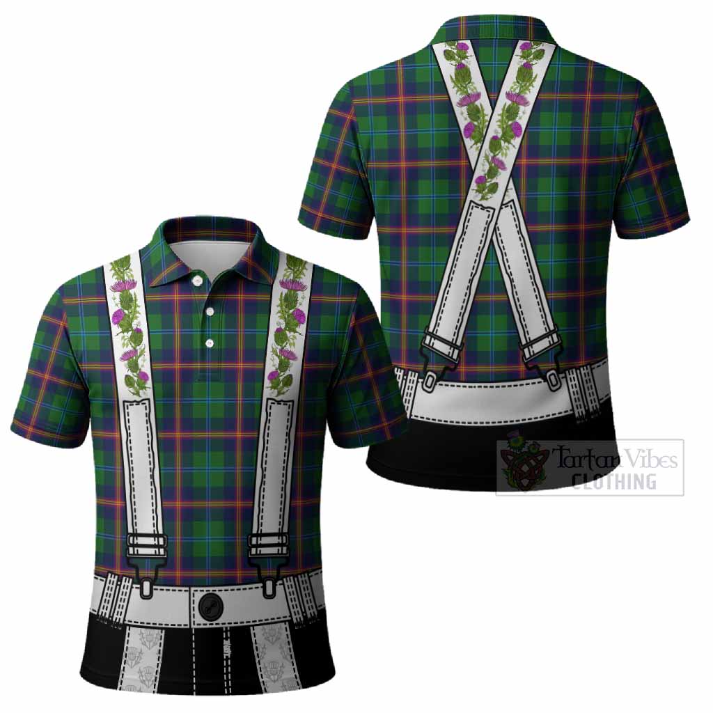 Young Tartan Lederhosen Costume Polo Shirt Scotland Thistle Floral