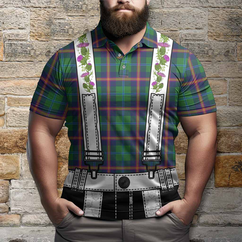 Young Tartan Lederhosen Costume Polo Shirt Scotland Thistle Floral