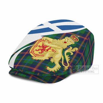 Young Tartan Lion Rampant Flat Cap, Jeff Cap Classic Scottish Style