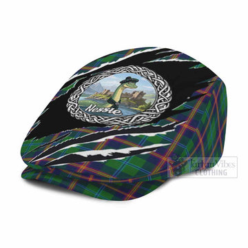 Young Tartan Loch Ness Monster Flat Cap, Jeff Cap Celtic Knot Nessie Art