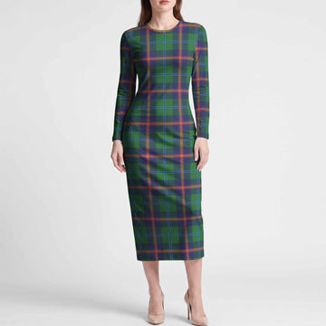 Young Tartan Long Sleeve Bodycon Midi Dress