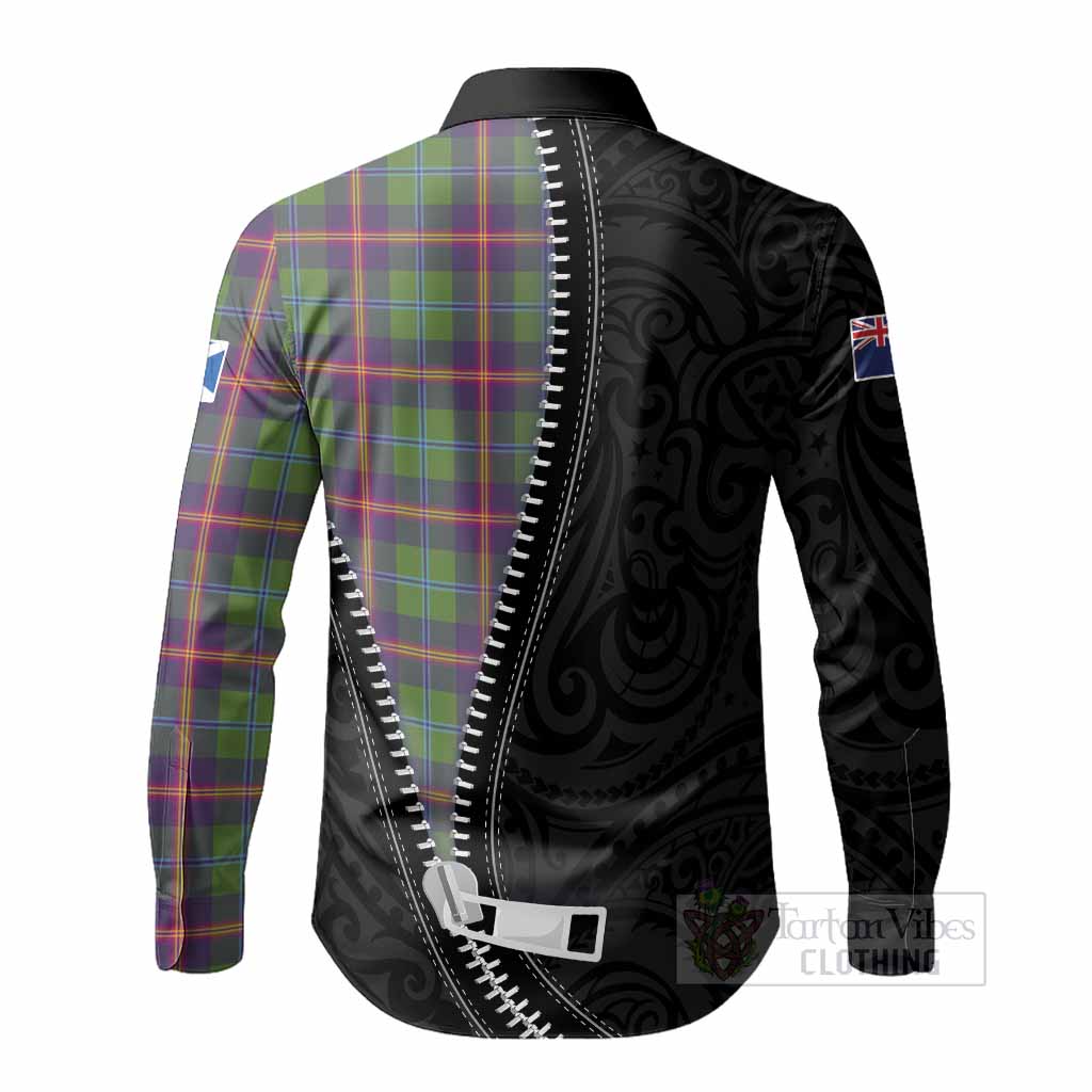 Young Tartan Long Sleeve Button Shirts New Zealand Pattern Unique Zipper Stylized