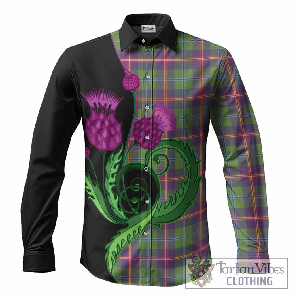 Young Tartan Long Sleeve Button Shirts Traditional Scottish Thistle