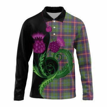 Young Tartan Long Sleeve Polo Shirt Traditional Scottish Thistle