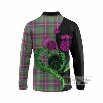 Young Tartan Long Sleeve Polo Shirt Traditional Scottish Thistle