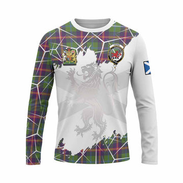 Young Tartan Long Sleeve T-Shirt with Family Crest and Lion Rampant Grunge Style