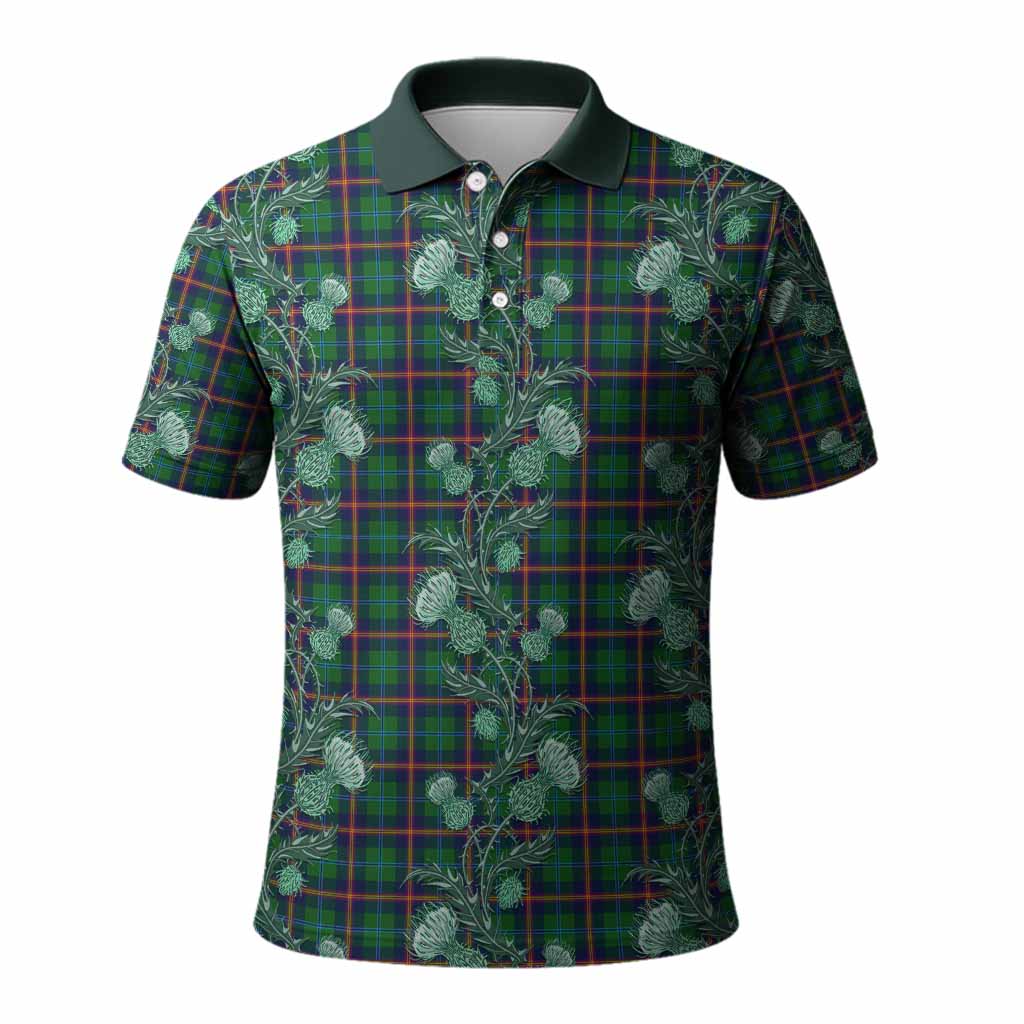 Young Tartan Polo Shirt Seamless Scottish Thistle Flowers