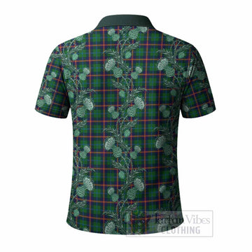 Young Tartan Polo Shirt Seamless Scottish Thistle Flowers