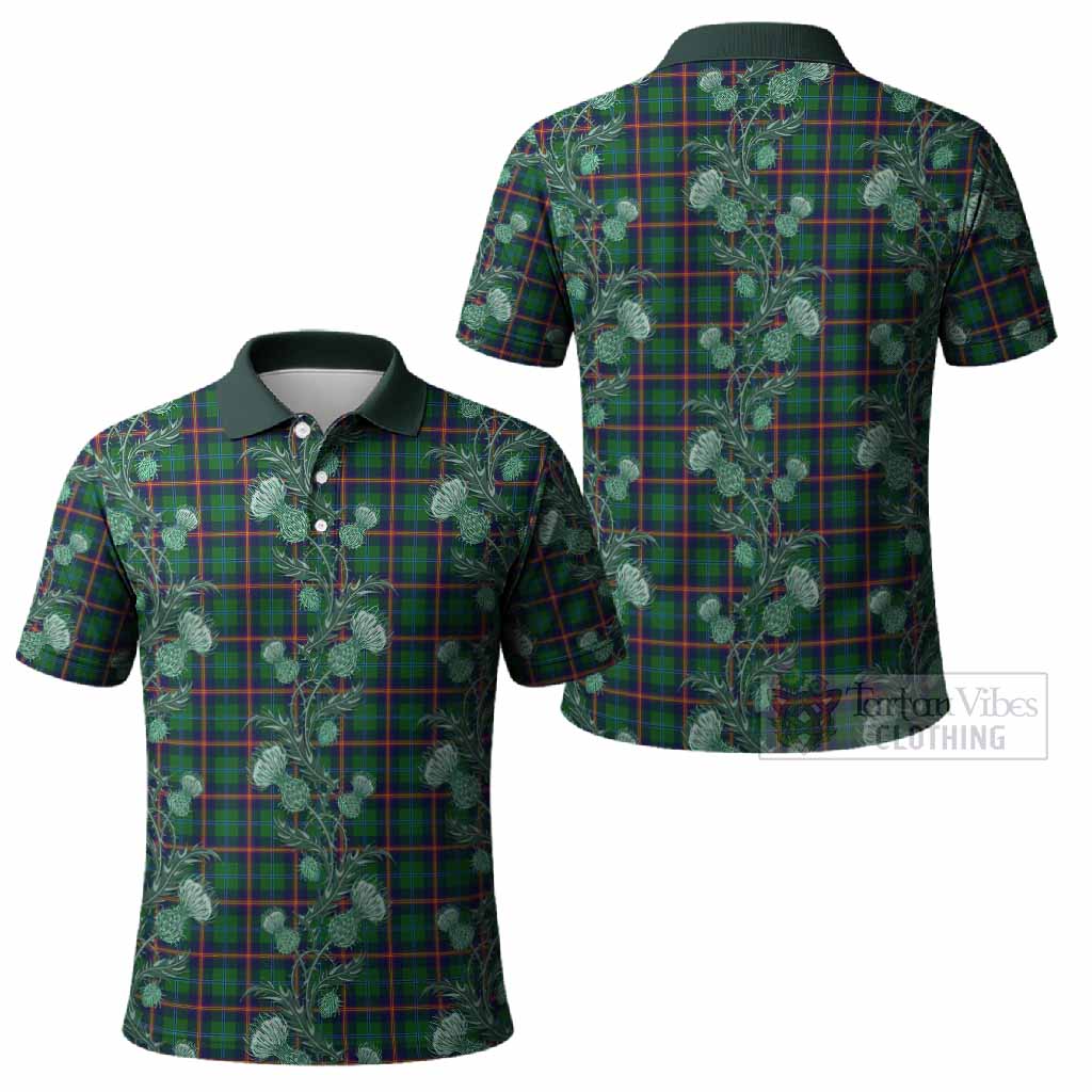 Young Tartan Polo Shirt Seamless Scottish Thistle Flowers
