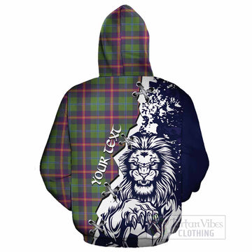 Young Tartan Scottish Cotton Hoodie Angry Lion With Soccer Ball Style