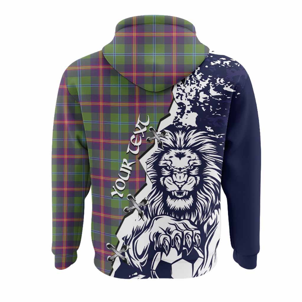 Young Tartan Scottish Hoodie Angry Lion With Soccer Ball Style