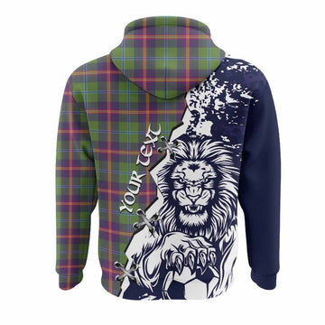 Young Tartan Scottish Hoodie Angry Lion With Soccer Ball Style