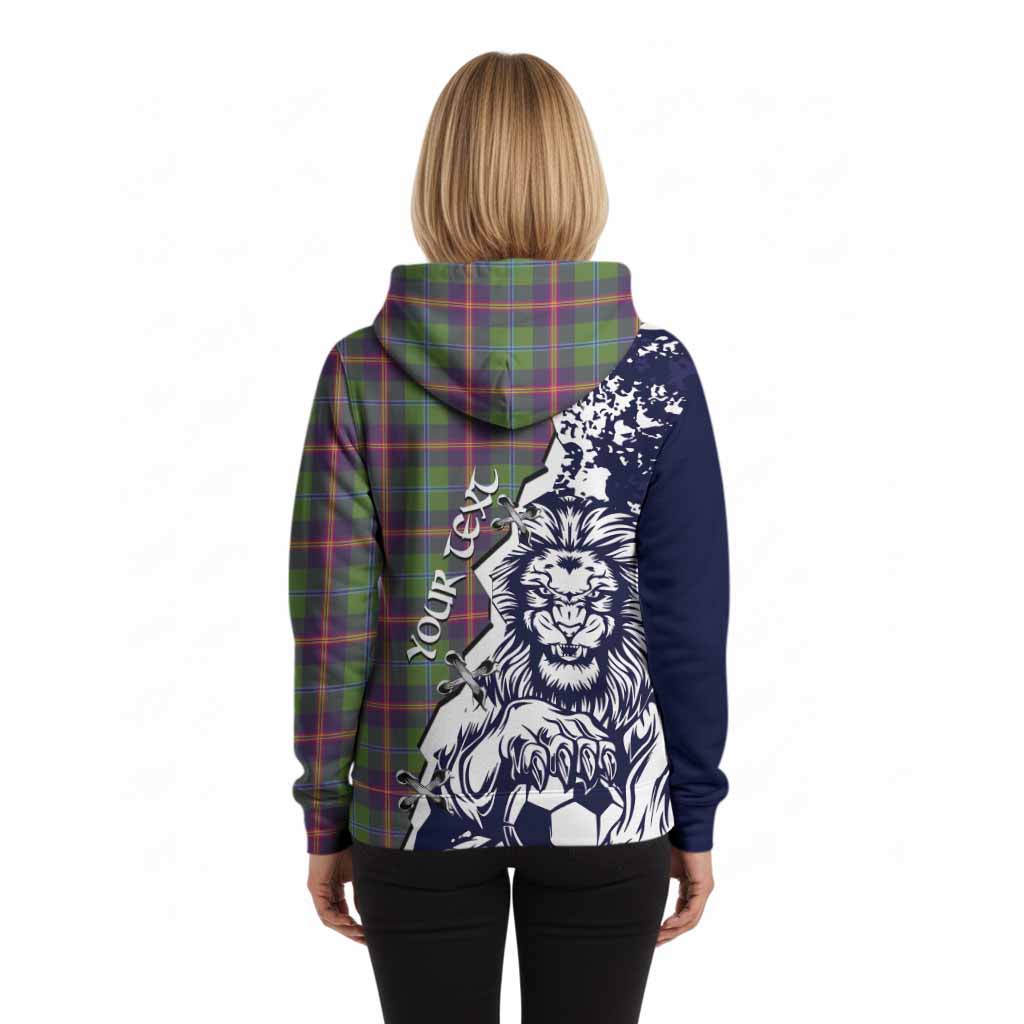 Young Tartan Scottish Hoodie Angry Lion With Soccer Ball Style