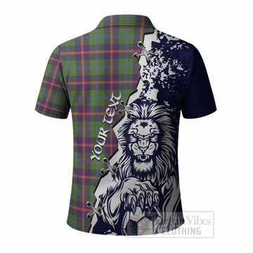 Young Tartan Scottish Polo Shirt Angry Lion With Soccer Ball Style