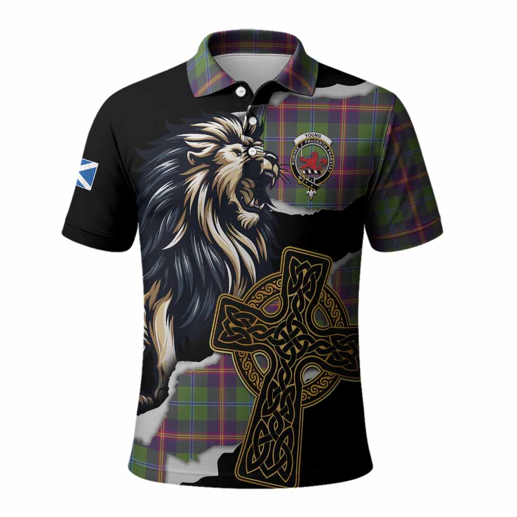 Young Tartan Scottish Polo Shirt Lion Celtic Heritage