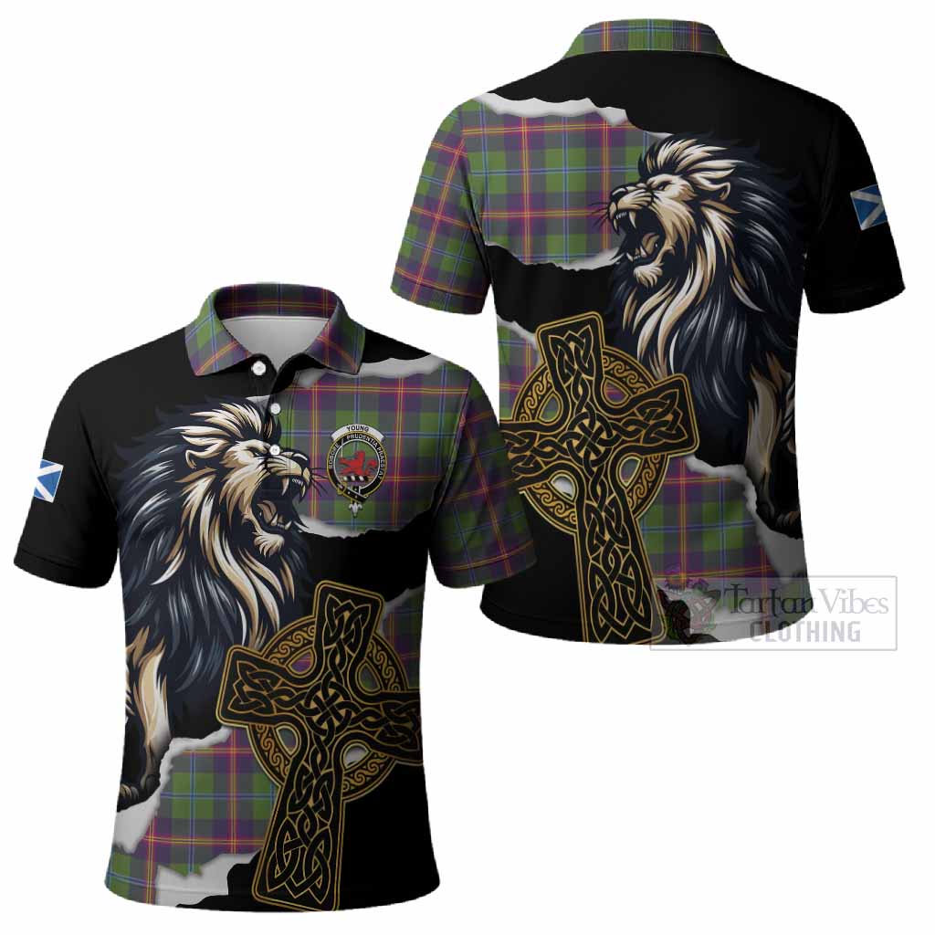 Young Tartan Scottish Polo Shirt Lion Celtic Heritage
