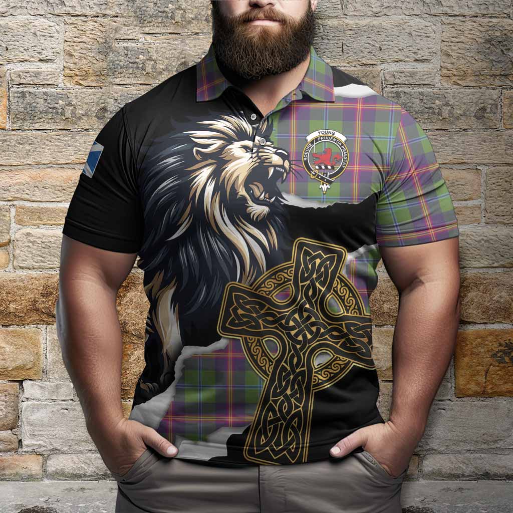 Young Tartan Scottish Polo Shirt Lion Celtic Heritage
