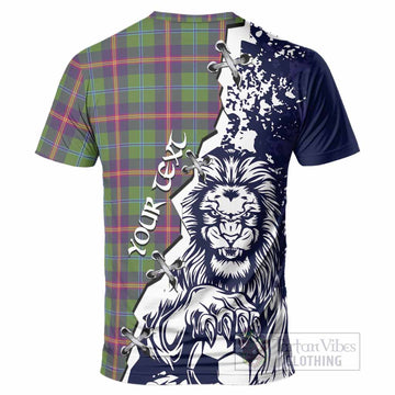 Young Tartan Scottish T-Shirt Angry Lion With Soccer Ball Style