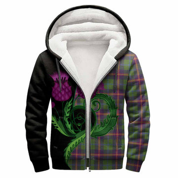 Young Tartan Sherpa Hoodie Traditional Scottish Thistle