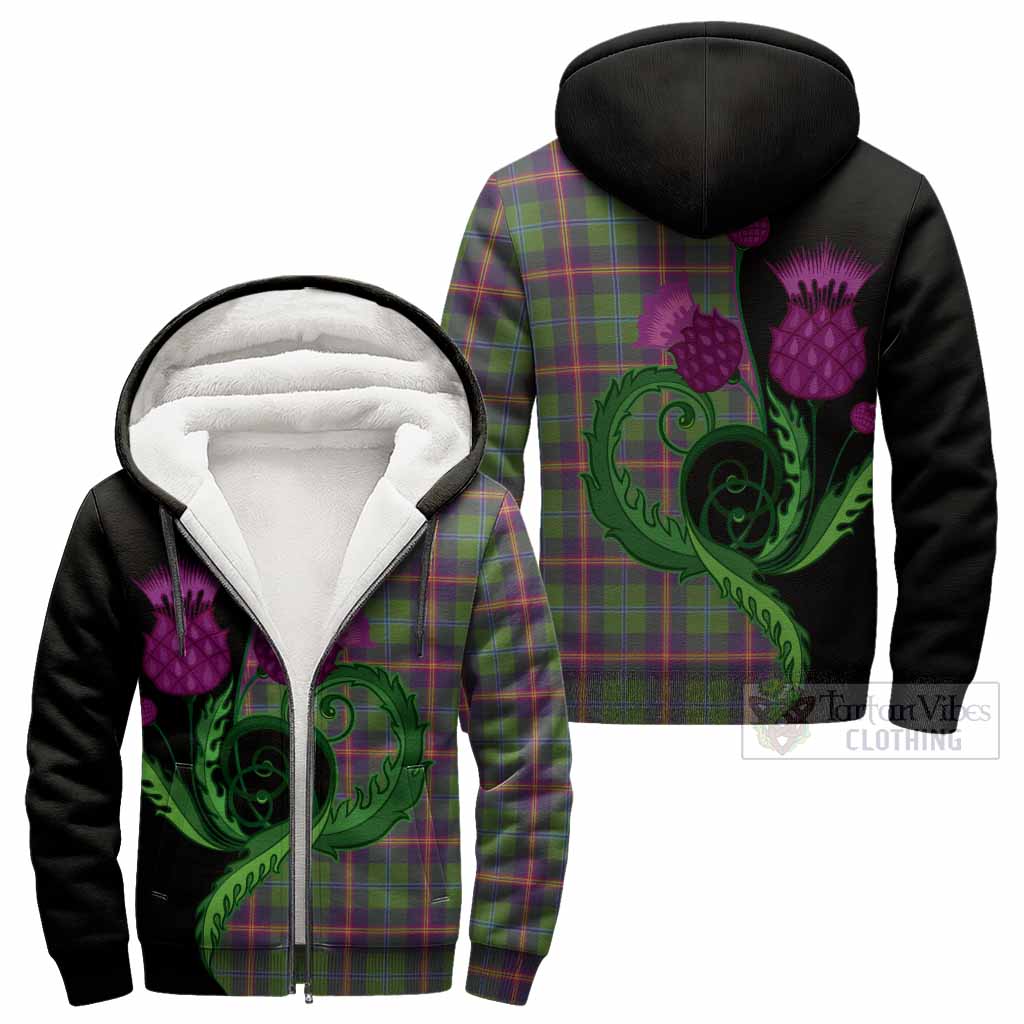 Young Tartan Sherpa Hoodie Traditional Scottish Thistle