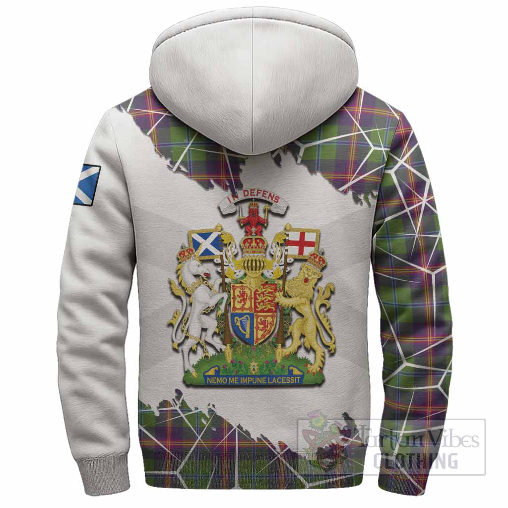 Young Tartan Sherpa Hoodie with Family Crest and Lion Rampant Grunge Style