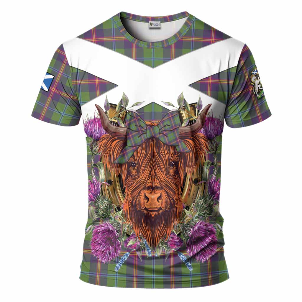 Young Tartan T-Shirt Scottish Thistle Heilan Coo