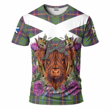Young Tartan T-Shirt Scottish Thistle Heilan Coo