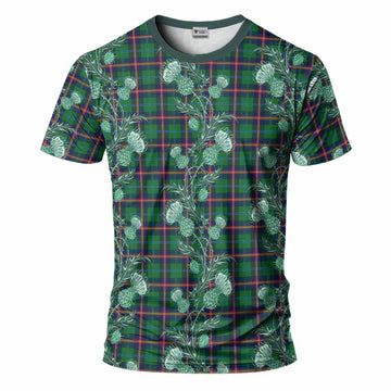 Young Tartan T-Shirt Seamless Scottish Thistle Flowers