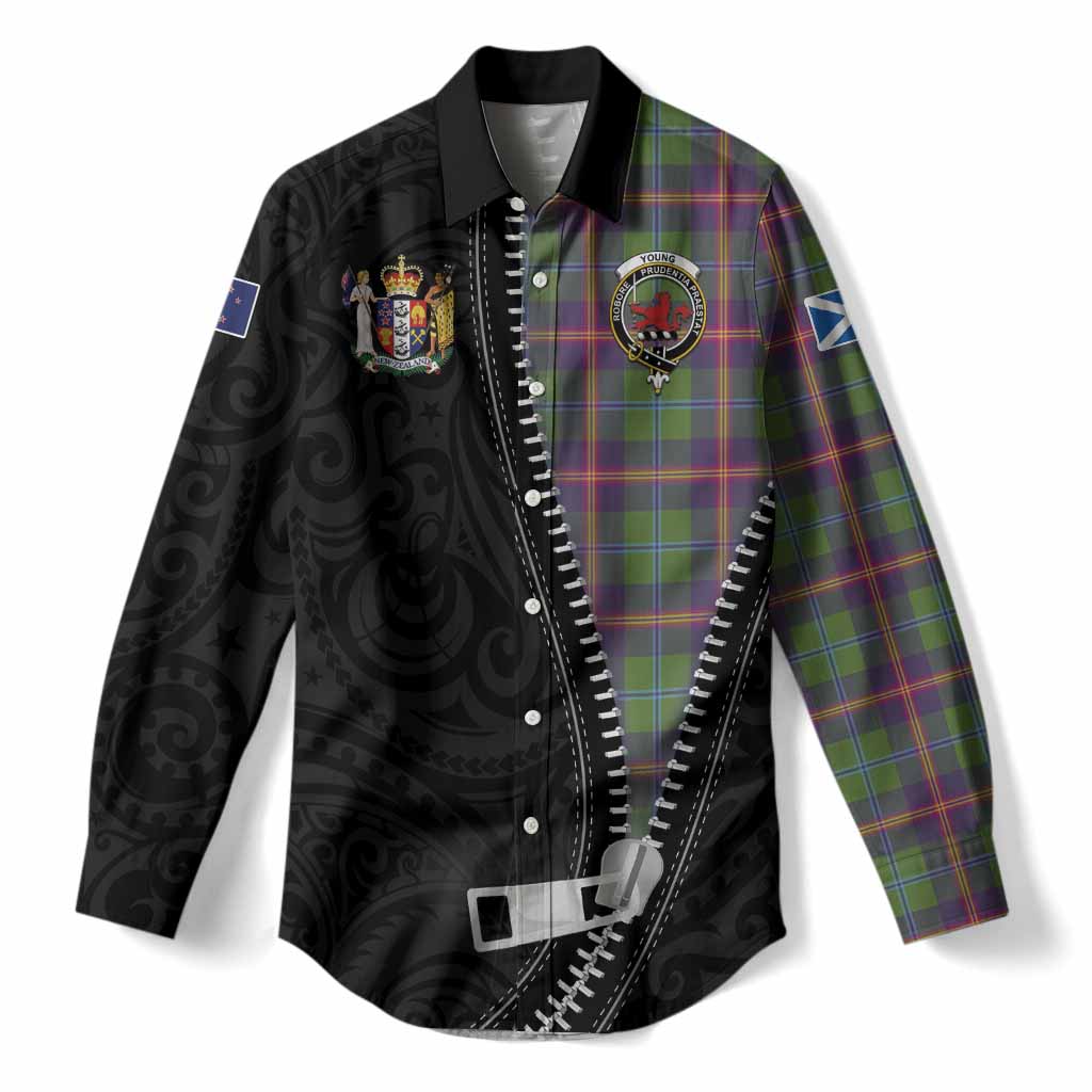 Young Tartan Women Casual Shirt New Zealand Pattern Unique Zipper Stylized