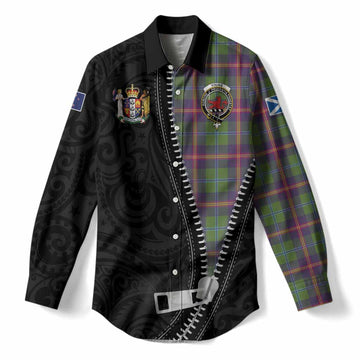 Young Tartan Women Casual Shirt New Zealand Pattern Unique Zipper Stylized