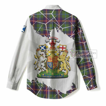 Young Tartan Women Casual Shirt with Family Crest and Lion Rampant Grunge Style