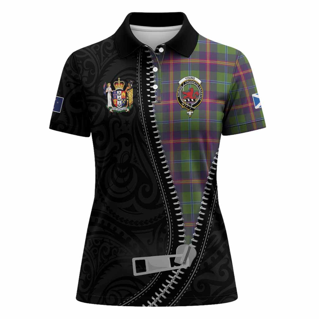Young Tartan Women Polo Shirt New Zealand Pattern Unique Zipper Stylized