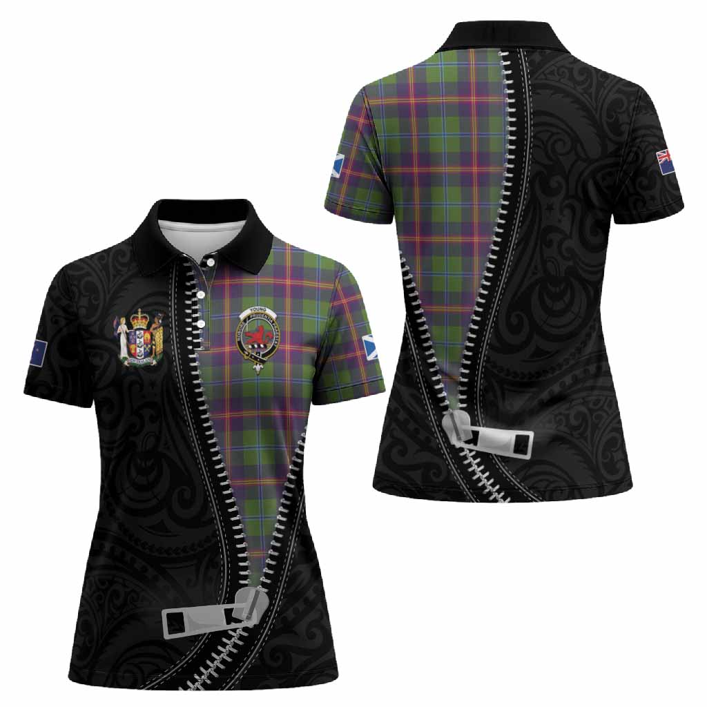 Young Tartan Women Polo Shirt New Zealand Pattern Unique Zipper Stylized