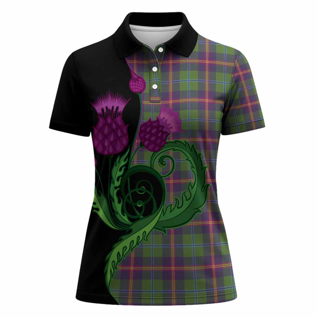 Young Tartan Women Polo Shirt Traditional Scottish Thistle