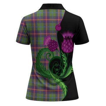 Young Tartan Women Polo Shirt Traditional Scottish Thistle