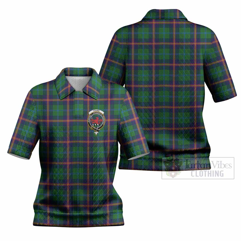 Young Tartan Women’s Polo Sweater Top with Family Crest