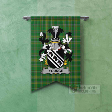 Younge Irish Clan Tartan Gonfalon, Tartan Banner with Coat of Arms