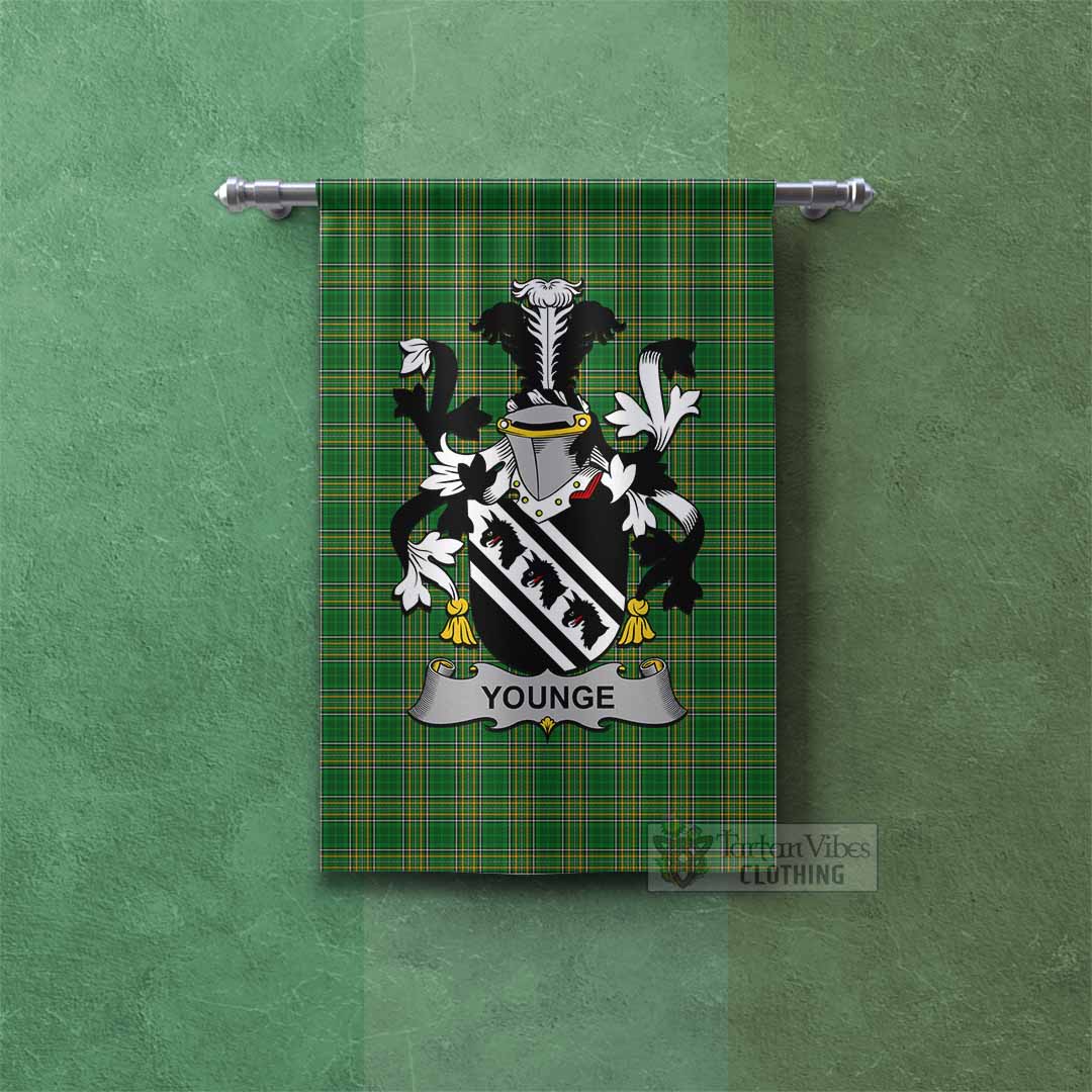 Tartan Vibes Clothing Younge Irish Clan Tartan Gonfalon, Tartan Banner with Coat of Arms