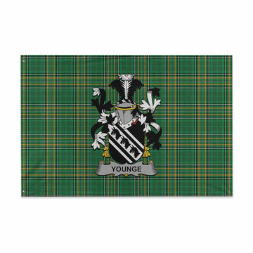 Younge Irish Clan Tartan House Flag with Coat of Arms
