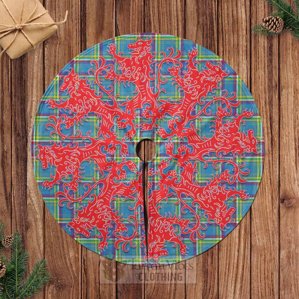 Tartan Vibes Clothing Yukon Territory Canada Tartan Christmas Tree Skirt Lion Rampant Style