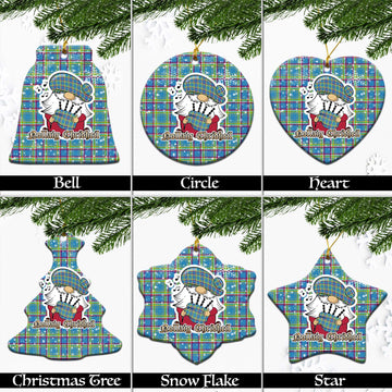 Yukon Territory Canada Tartan Christmas Ornaments with Scottish Gnome Playing Bagpipes