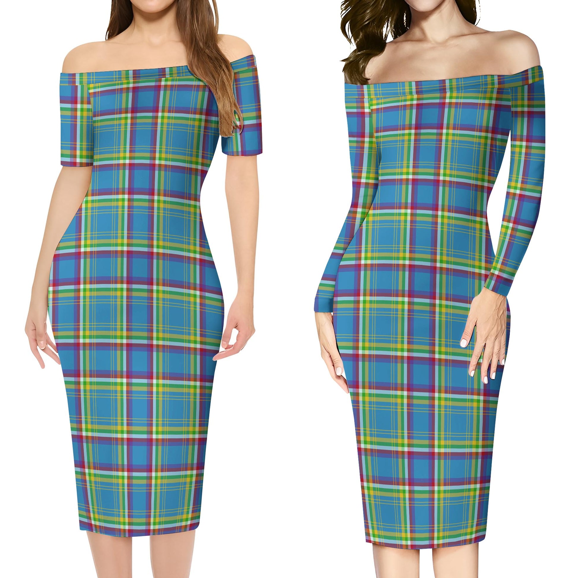 Yukon Territory Canada Tartan Off Shoulder Lady Dress Women's Dress - Tartanvibesclothing
