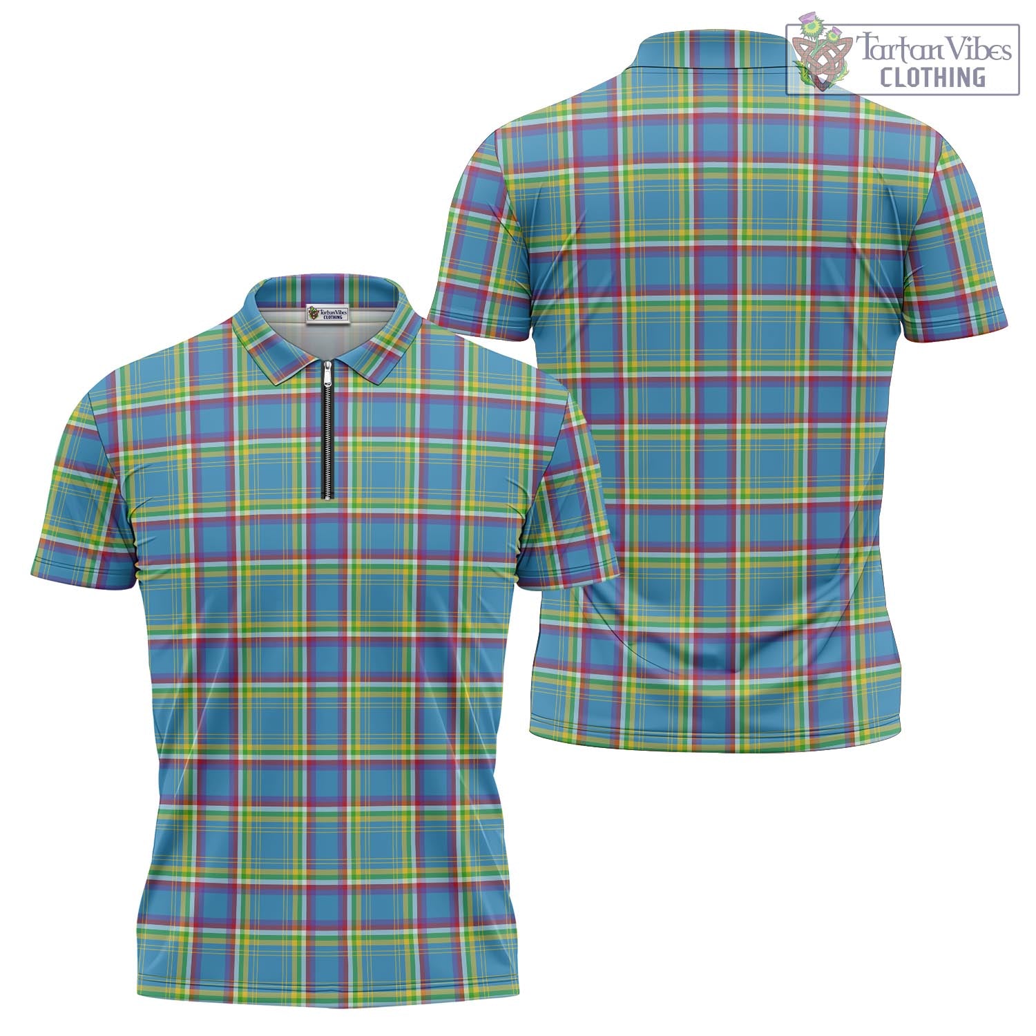 Tartan Vibes Clothing Yukon Territory Canada Tartan Zipper Polo Shirt