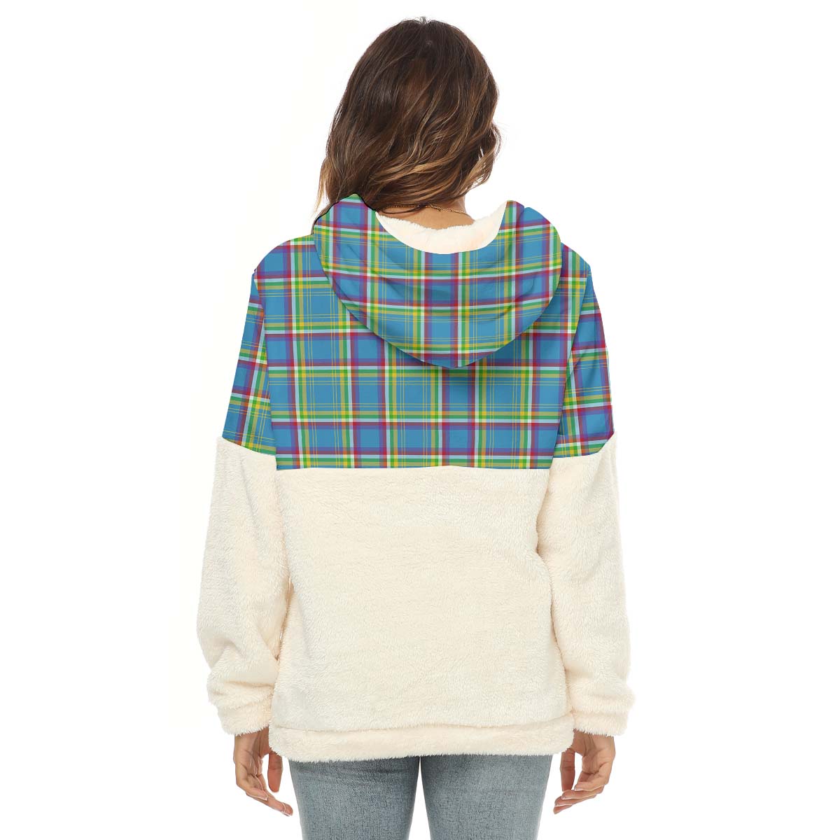 Yukon Territory Canada Tartan Women's Borg Fleece Hoodie With Half Zip - Tartan Vibes Clothing