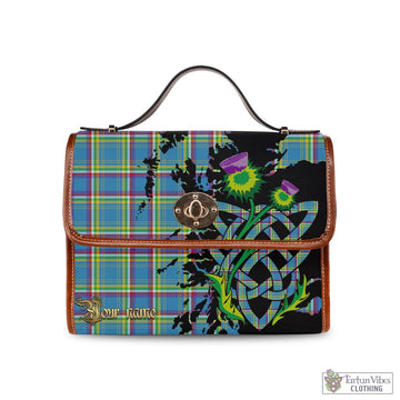 Yukon Territory Canada Tartan Waterproof Canvas Bag with Scotland Map and Thistle Celtic Accents