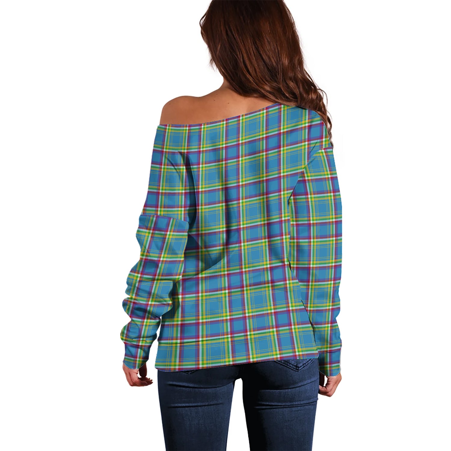 Yukon Territory Canada Tartan Off Shoulder Women Sweater - Tartanvibesclothing Shop