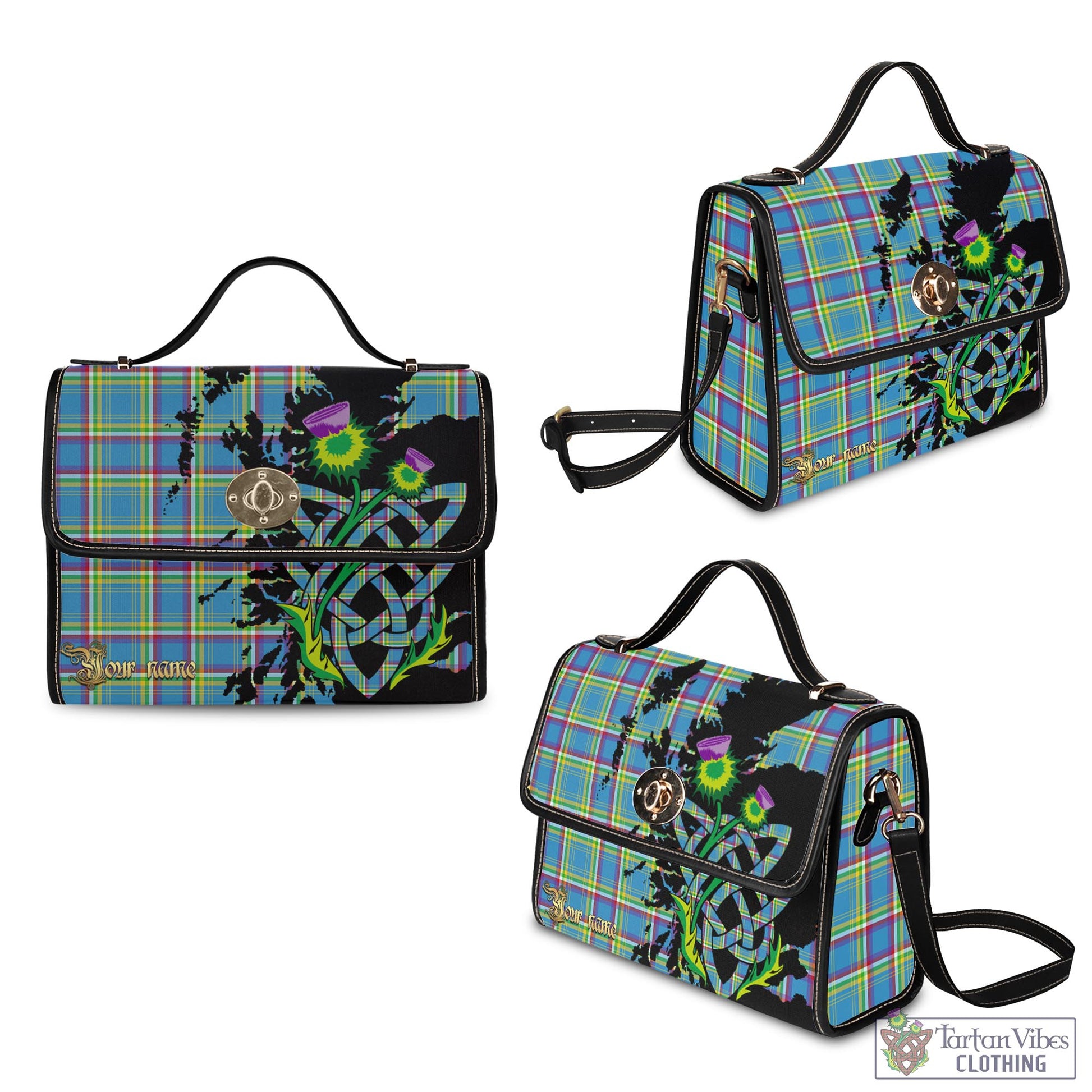 Tartan Vibes Clothing Yukon Territory Canada Tartan Waterproof Canvas Bag with Scotland Map and Thistle Celtic Accents